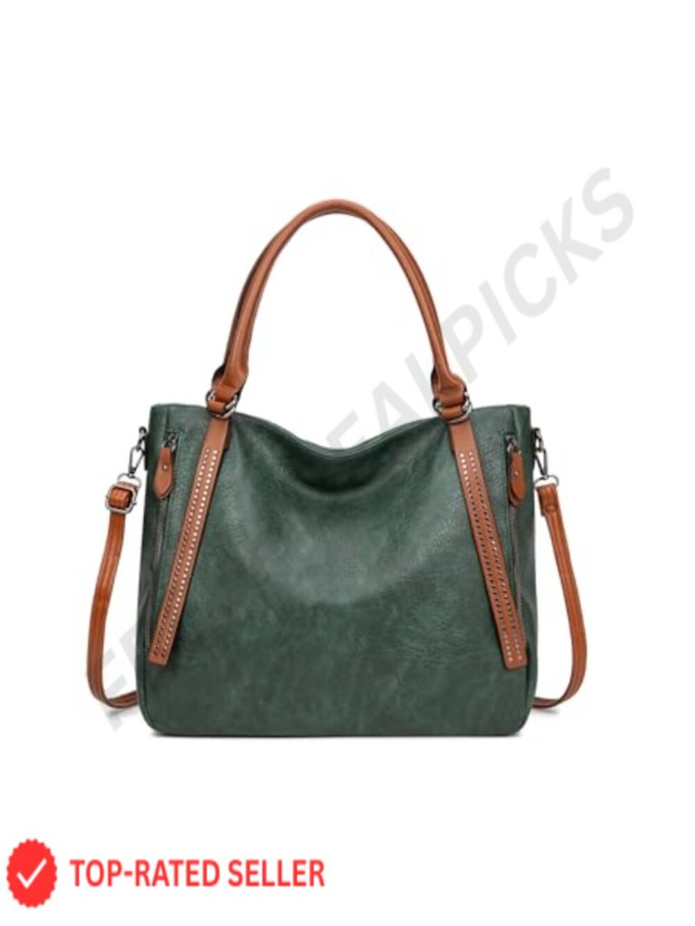 Vintage Vegan Leather Slouchy Hobo Tote Bag with Adjustable Strap